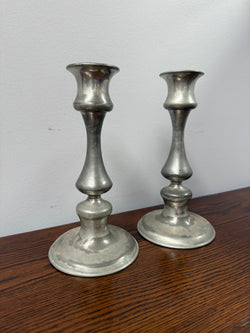 Pair of Vintage Pewter Candlesticks