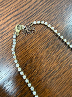 Vintage "Lilien" Czech Rhinestone & Amber Glass Necklace