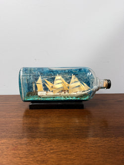 Vintage Model Ship In A Bottle Early 20th Century