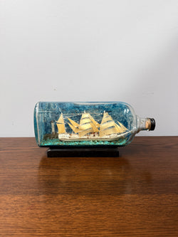 Vintage Model Ship In A Bottle Early 20th Century