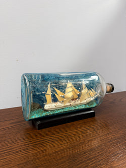 Vintage Model Ship In A Bottle Early 20th Century