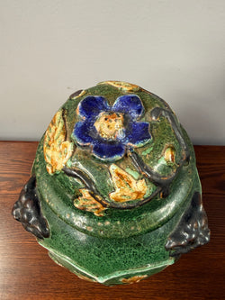 Late 19th Century Qing Dynasty Chinese Green Glazed Jar & Lid