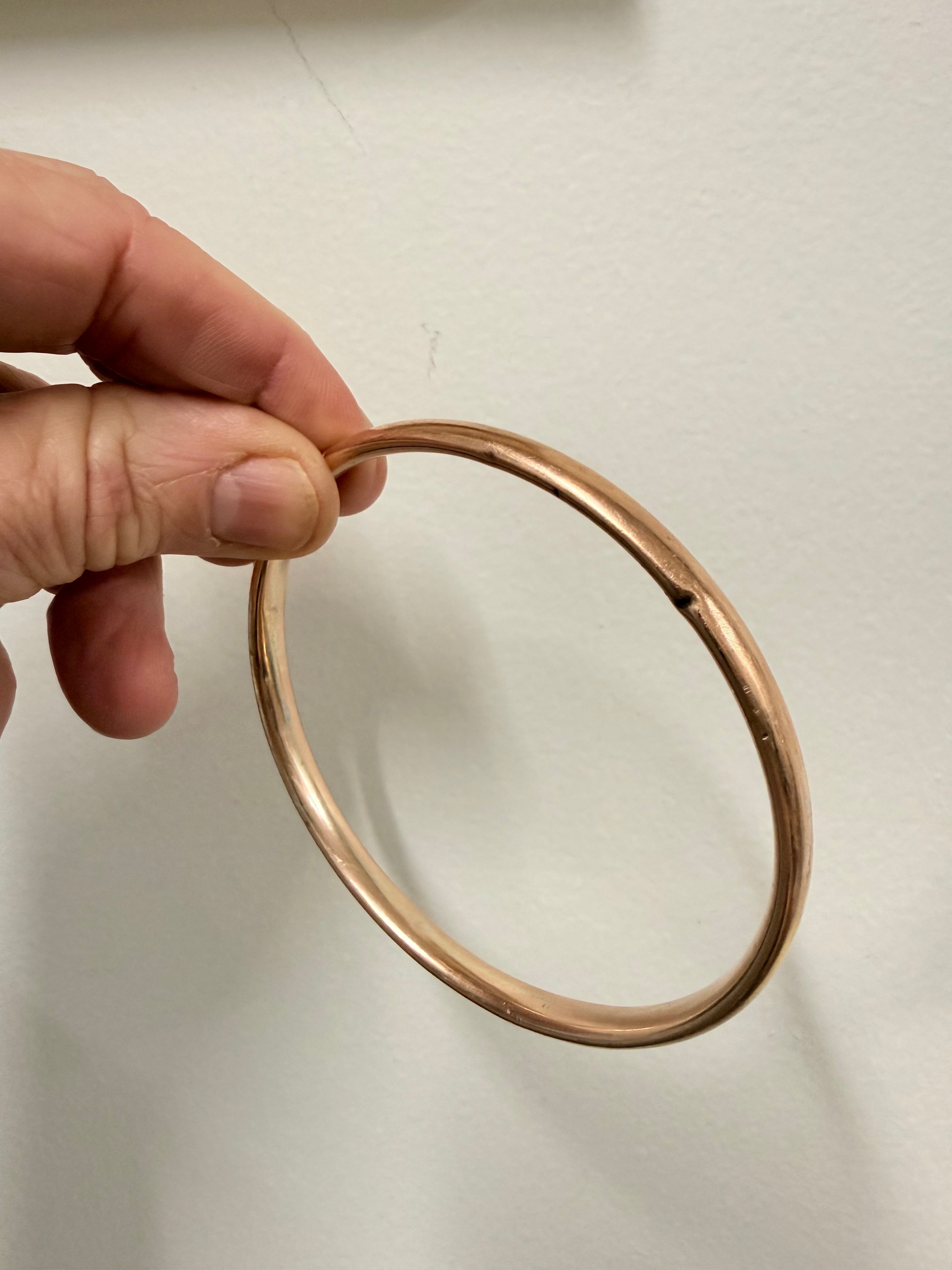 Elegant Antique 9ct Rose Gold Bangle With Silver Lining