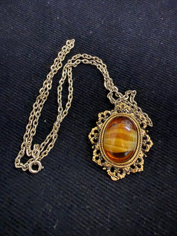 Vintage 1960's Cabochon Glass Pendant / Brooch