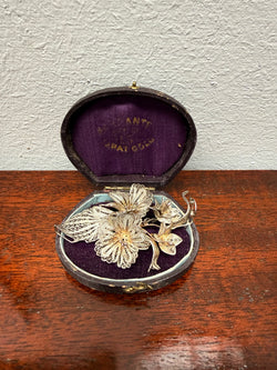 Vintage Silver Filigree Flower Brooch