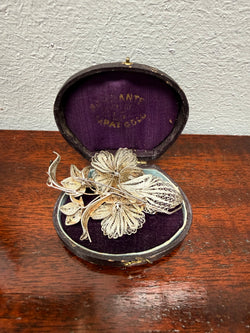 Vintage Silver Filigree Flower Brooch