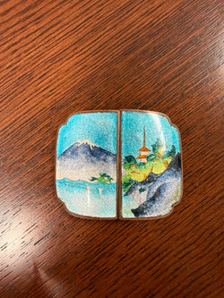 Japanese Meiji Period Enamel Over Copper Belt Buckle