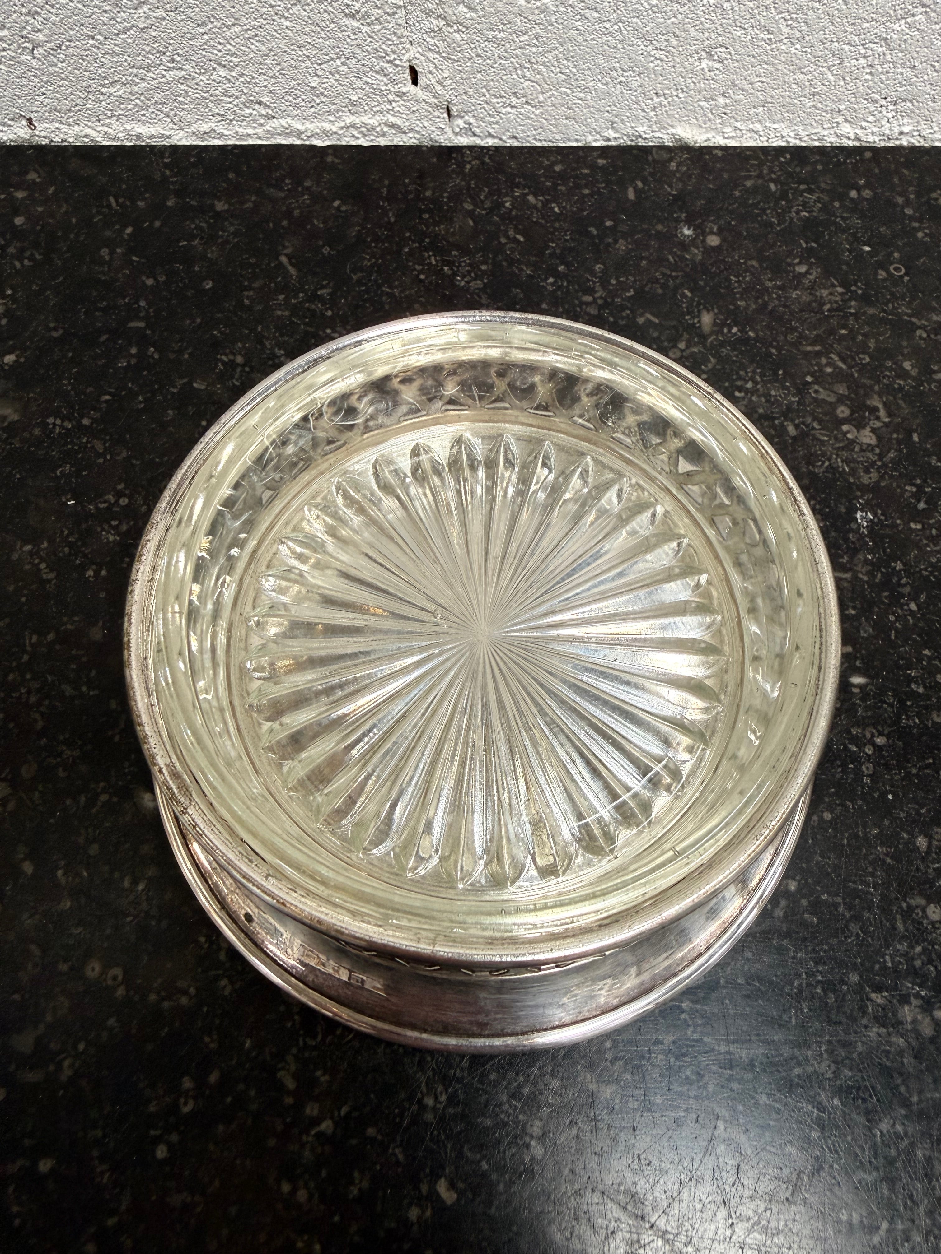 Vintage Silver Plate & Glass Coaster