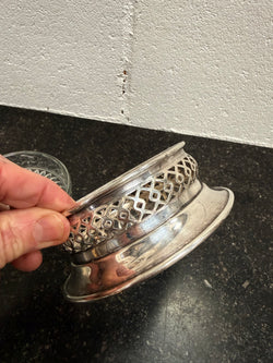 Vintage Silver Plate & Glass Coaster