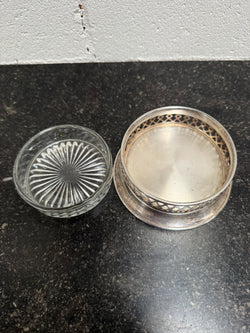 Vintage Silver Plated & Glass Coaster