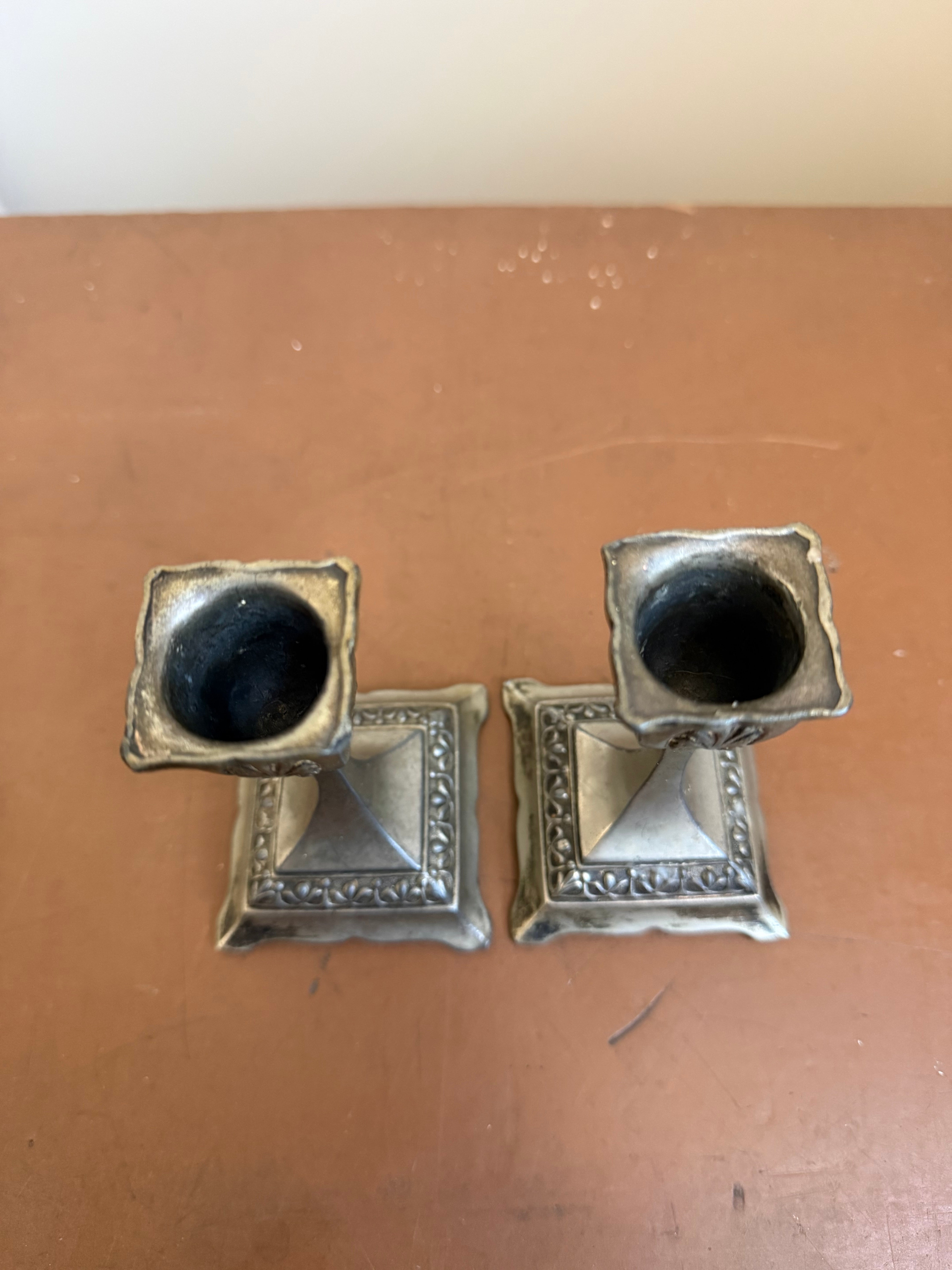 Pair Vintage Pewter Candlesticks