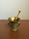 Vintage Mortar & Pestle In Engraved Brass