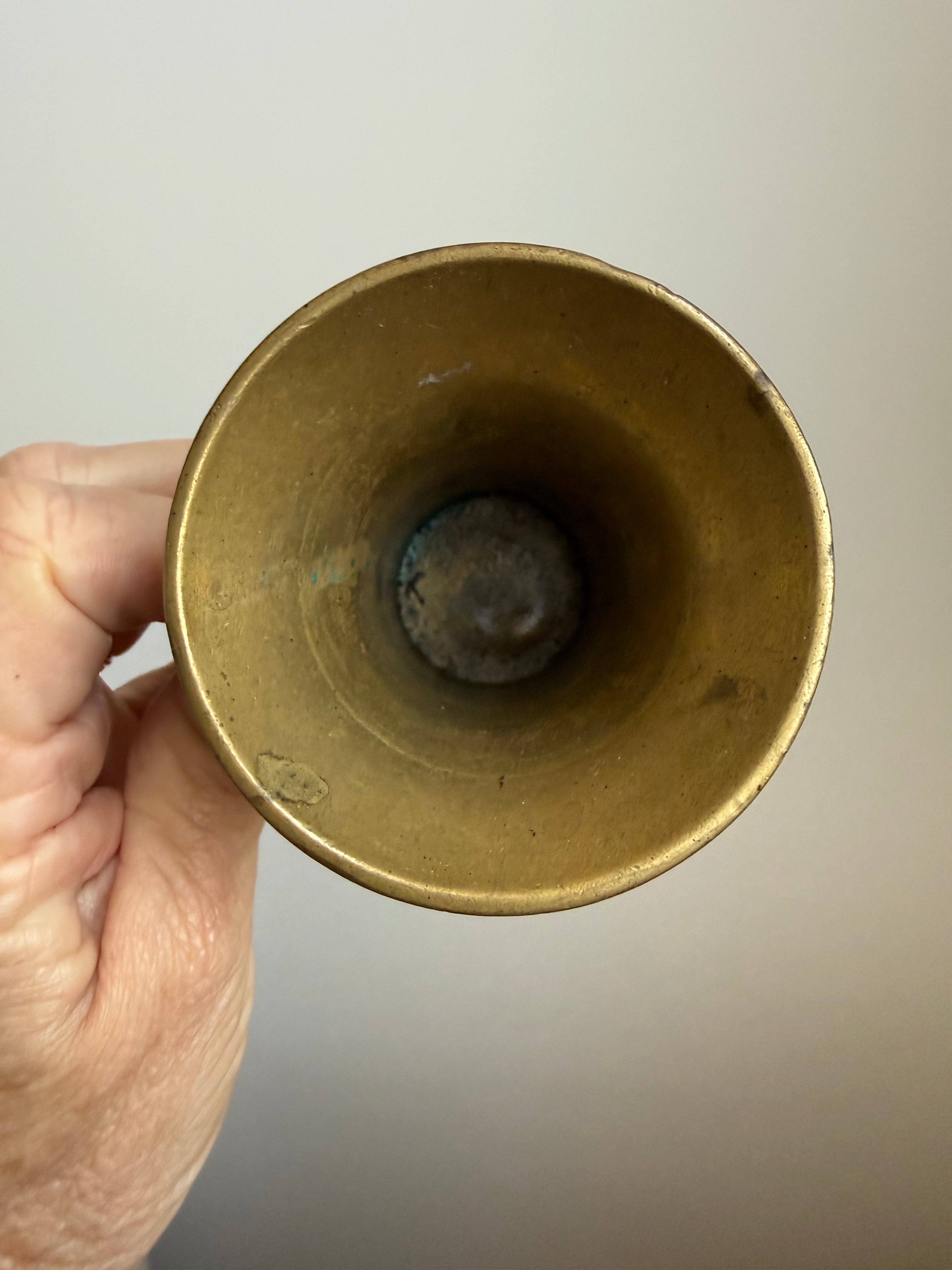 Vintage Mortar & Pestle In Engraved Brass