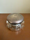 Vintage Powder/Trinket Pressed Glass Bowl & Silver Plated Top
