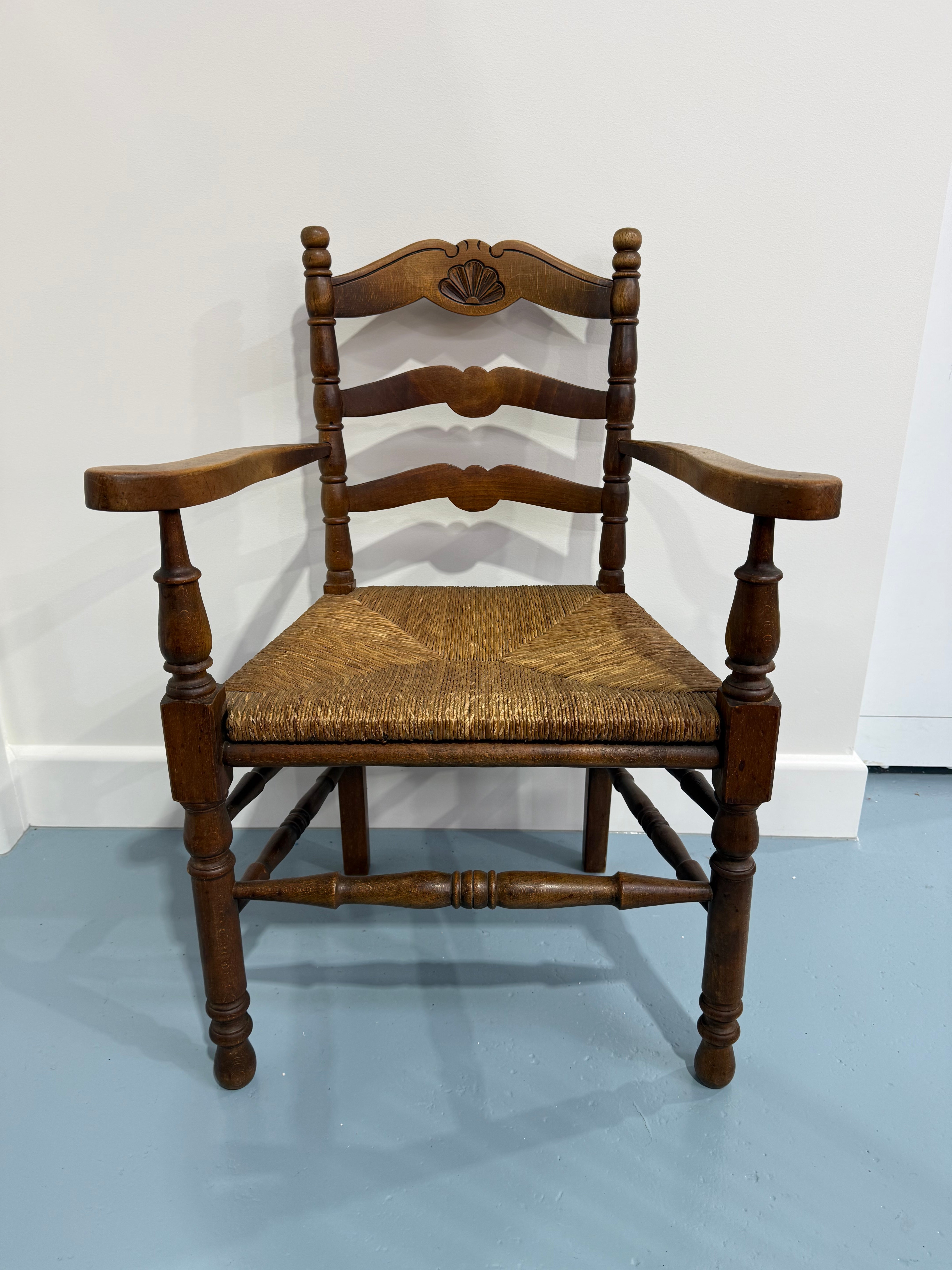 French Provincial Carver Chair With Rush Seat