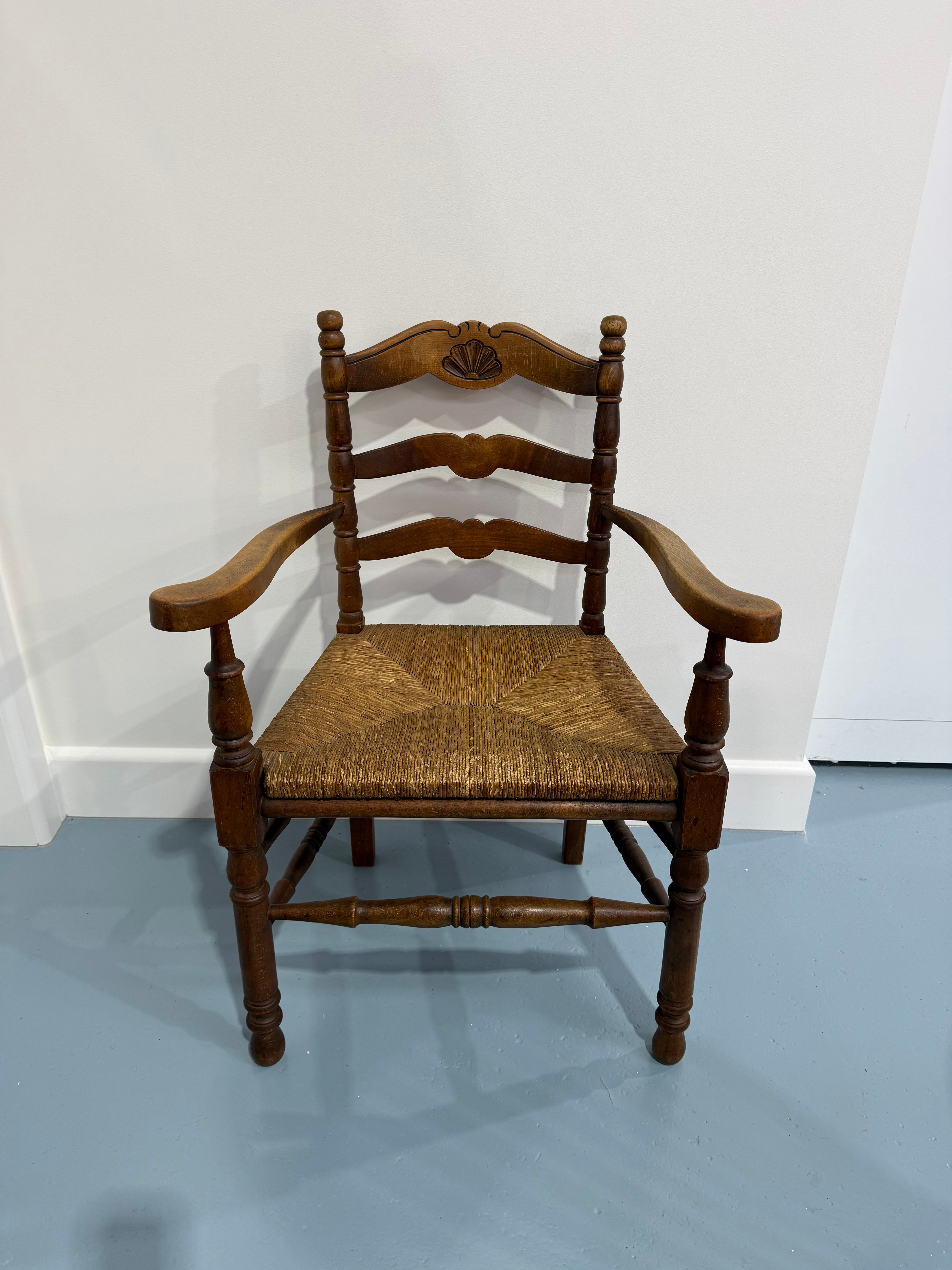 French Provincial Carver Chair With Rush Seat
