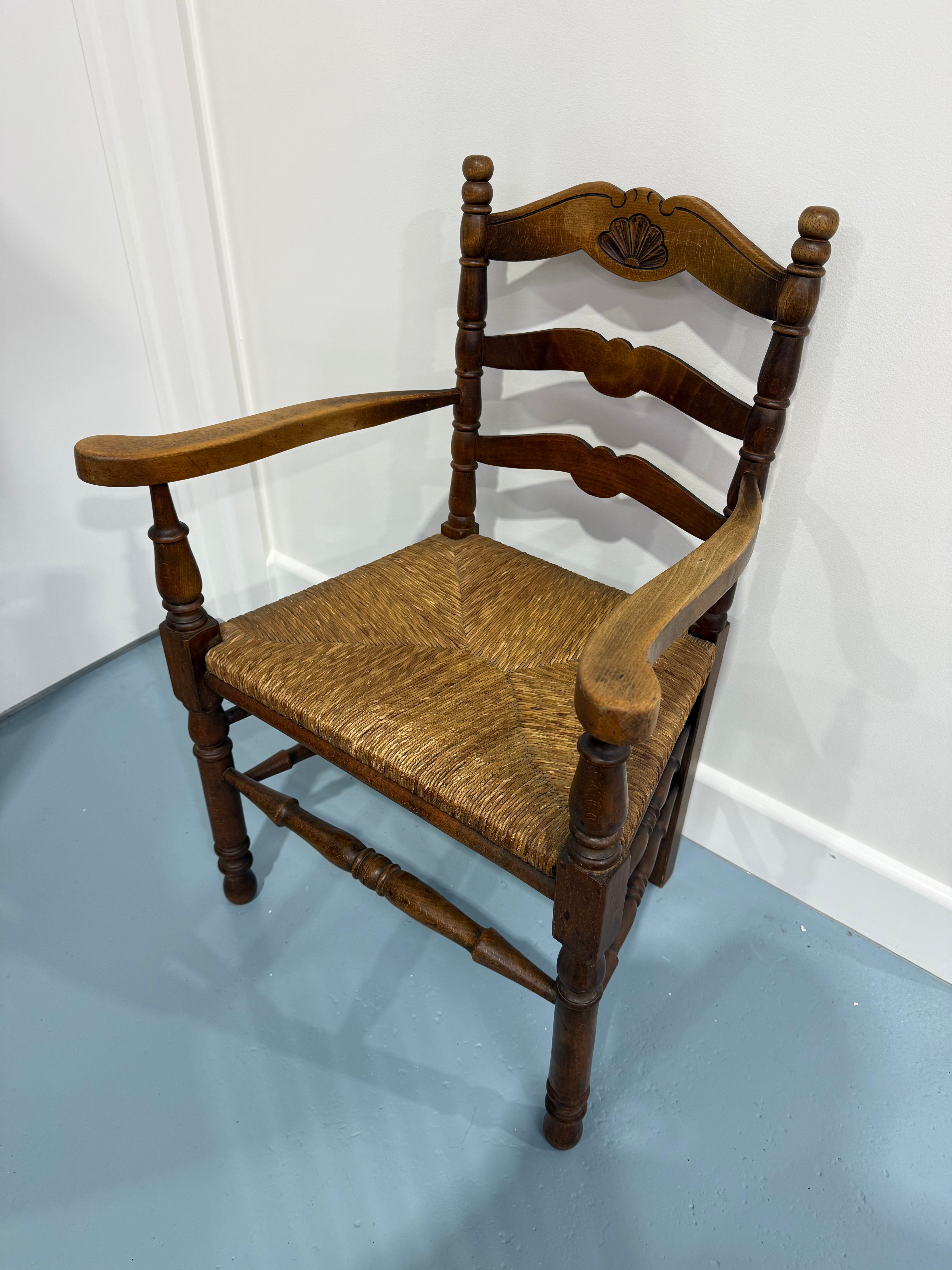 French Provincial Carver Chair With Rush Seat
