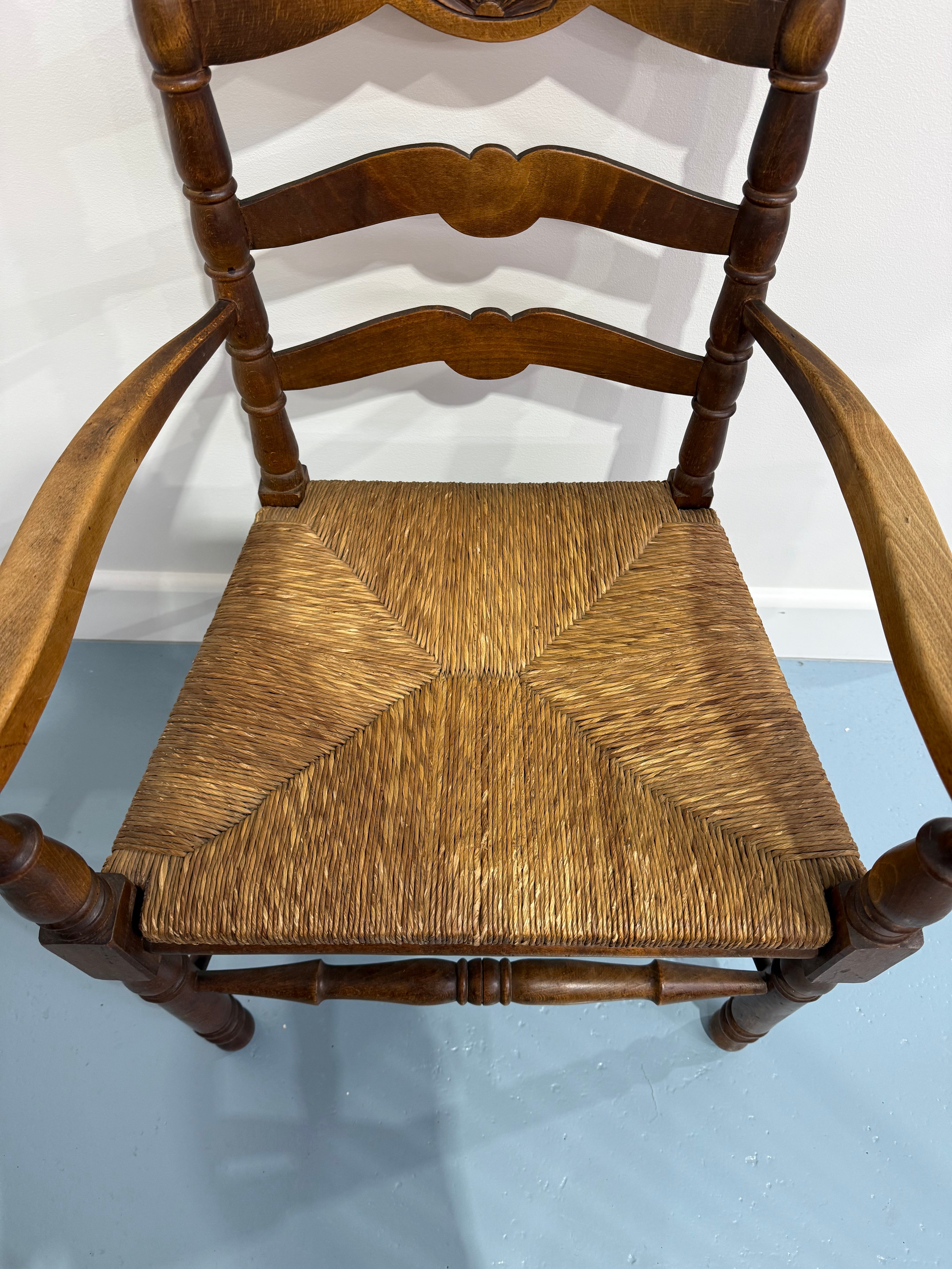 French Provincial Carver Chair With Rush Seat