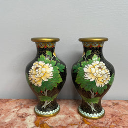 Pair of Vintage Chinese Cloisonne Vases