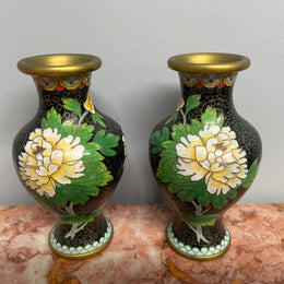 Pair of Vintage Chinese Cloisonne Vases