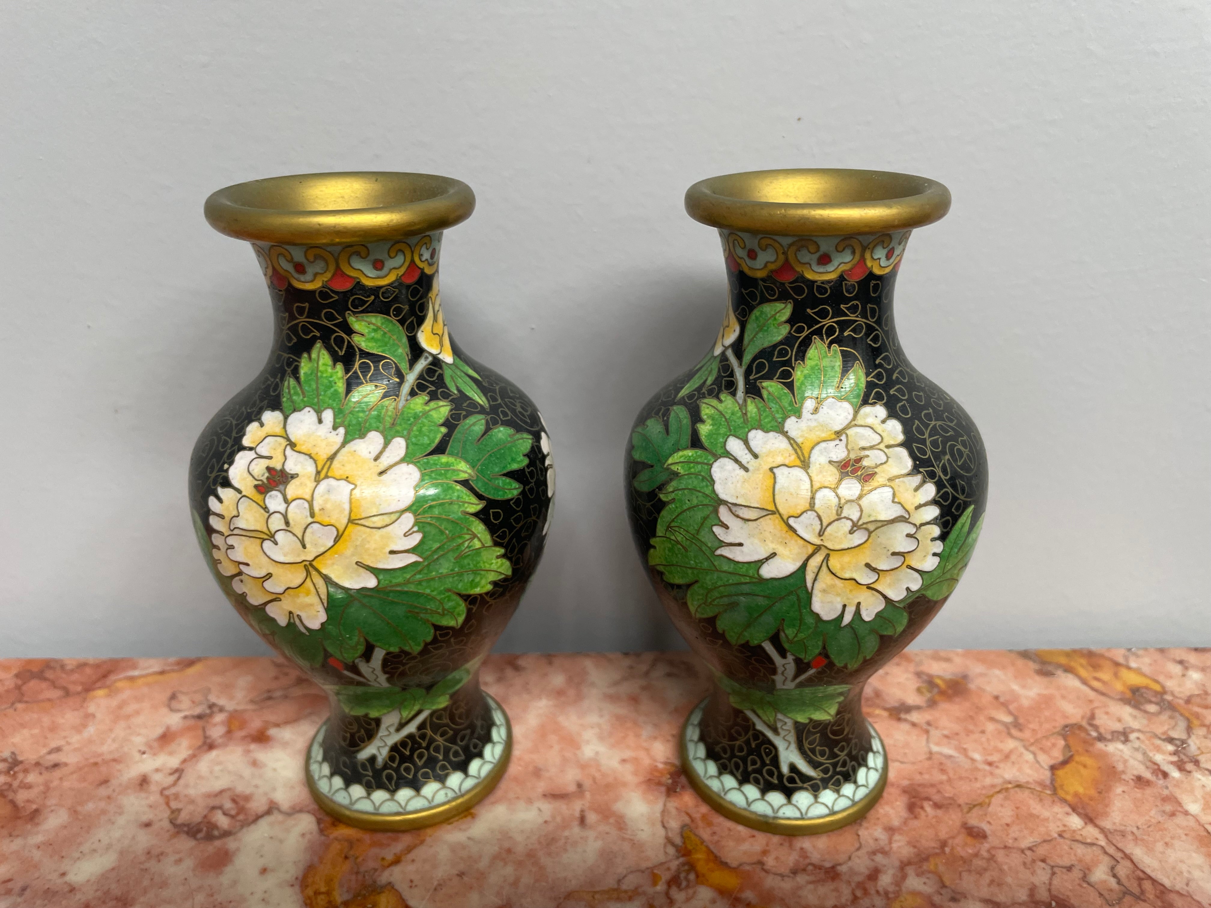 Pair of Vintage Chinese Cloisonne Vases | Antique & Vintage | Moonee Ponds Antiques | Australia Wide Delivery