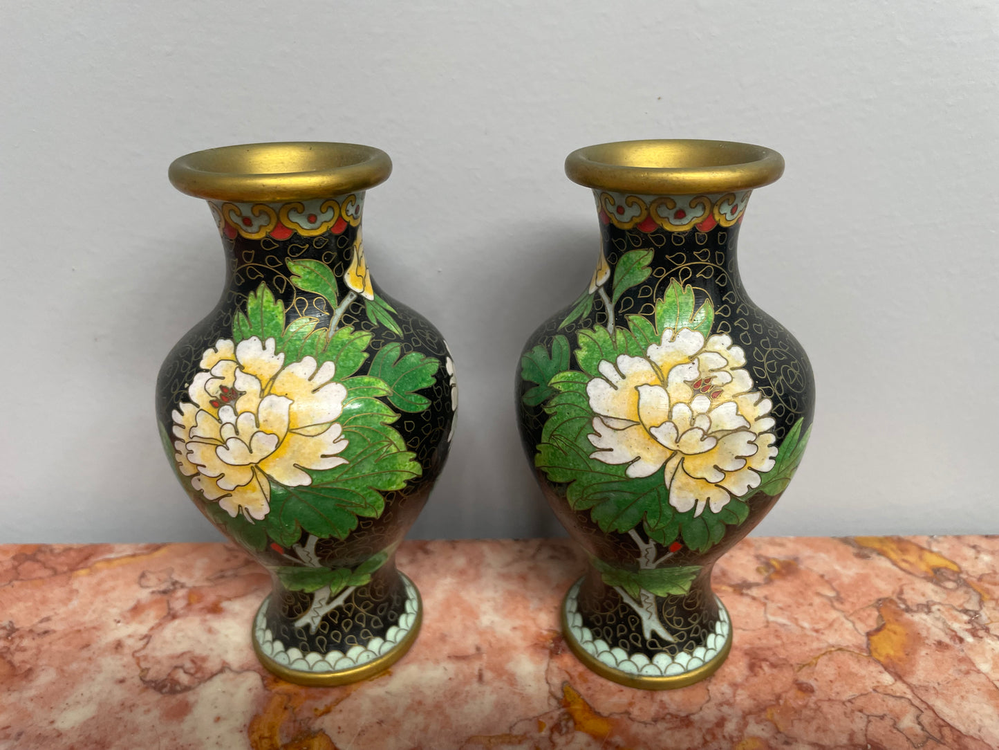 Pair of Vintage Chinese Cloisonne Vases