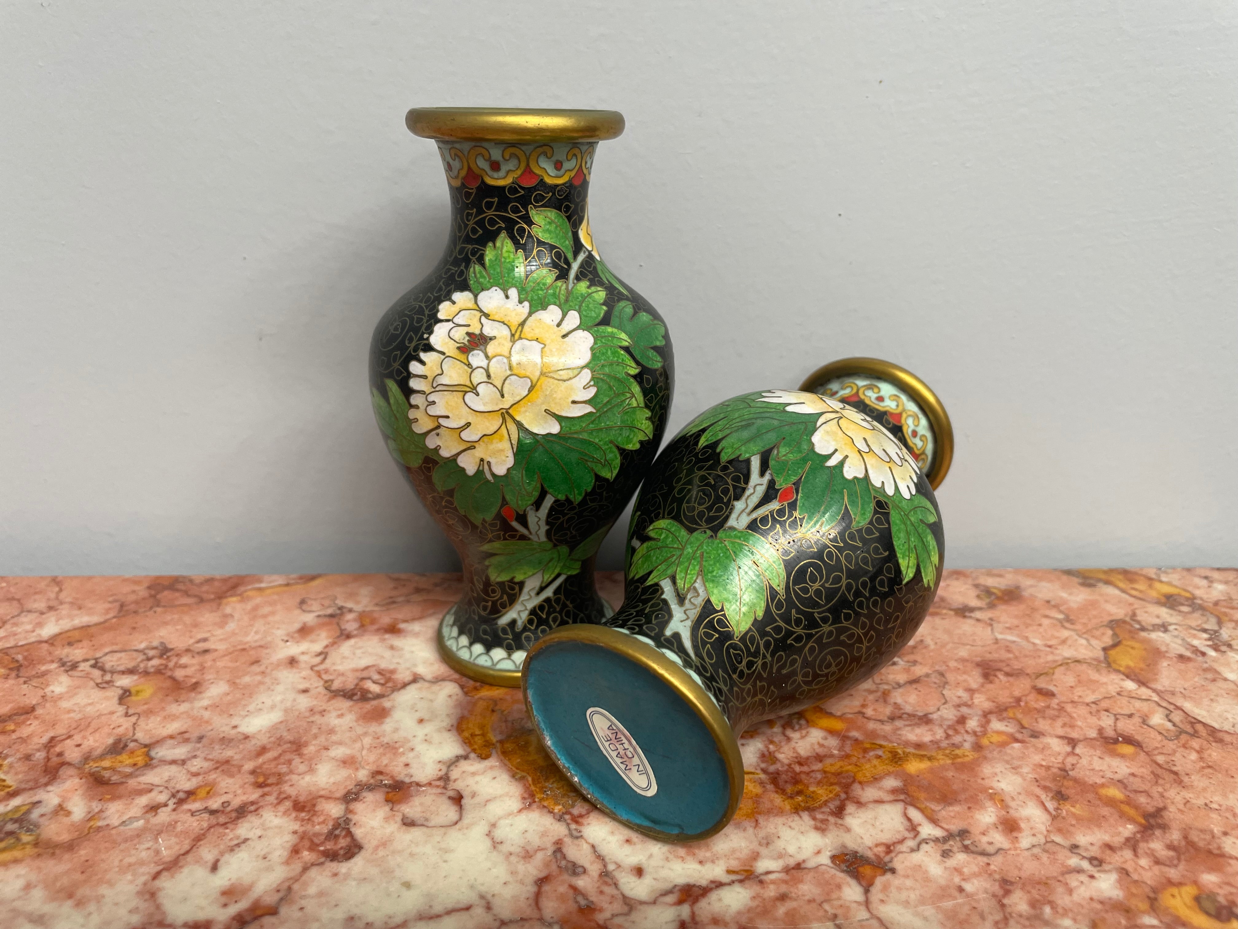 Pair of Vintage Chinese Cloisonne Vases