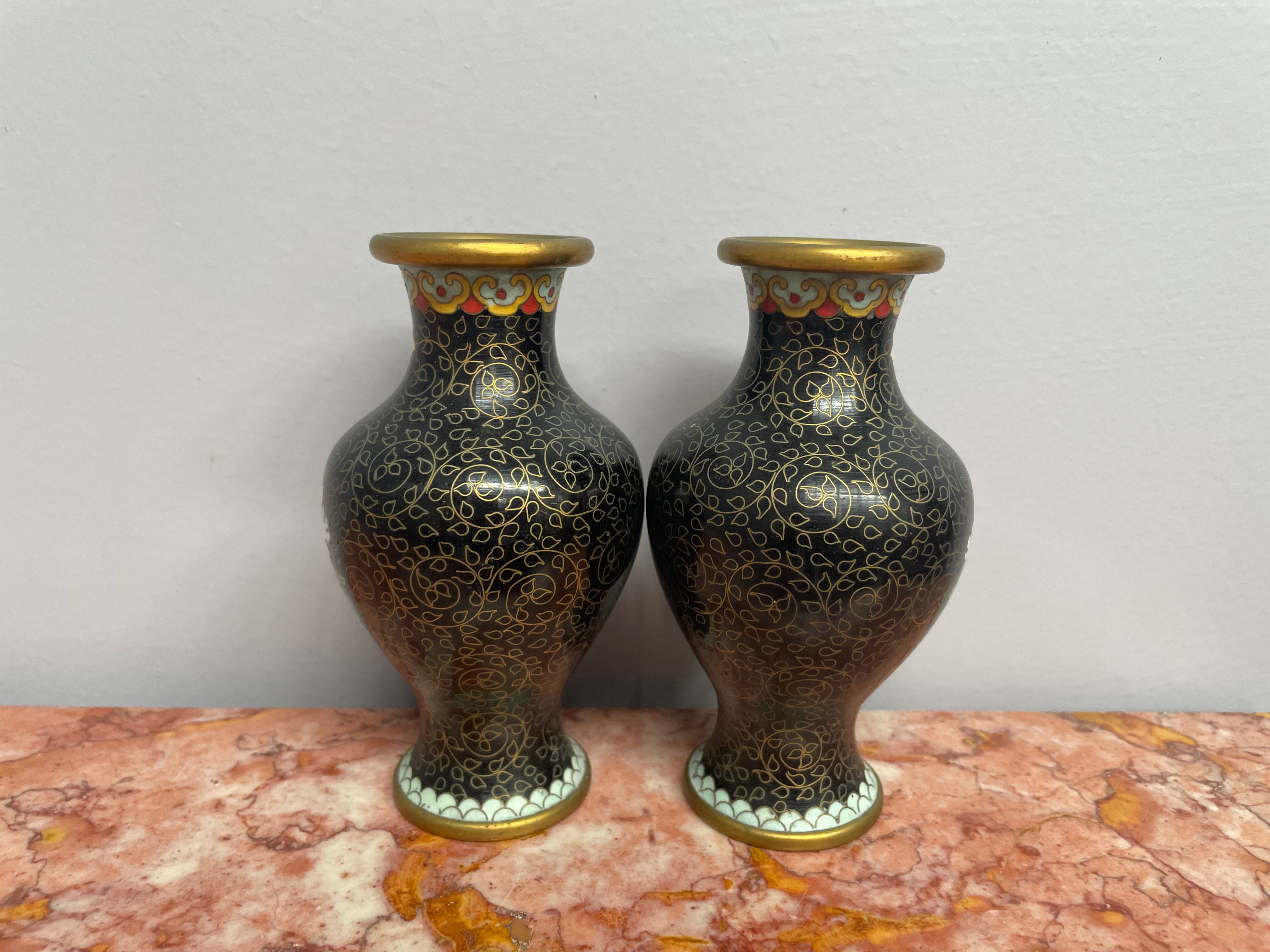 Pair of Vintage Chinese Cloisonne Vases | Antique & Vintage | Moonee Ponds Antiques | Australia Wide Delivery