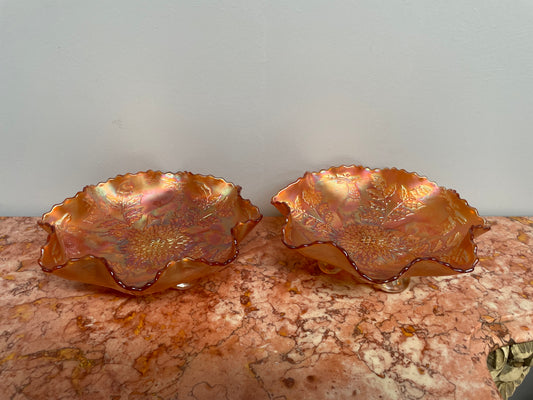 Pair of Antique Carnival Glass Bowls