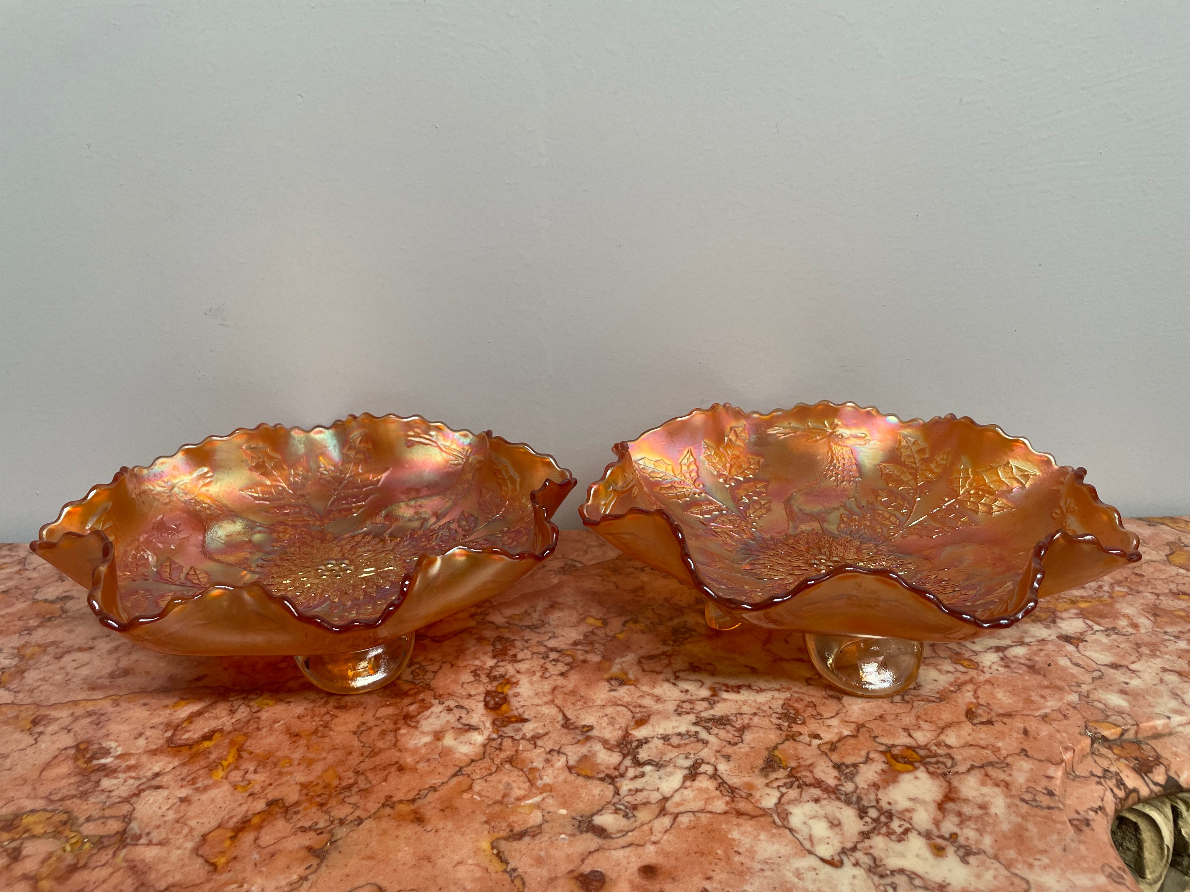 Pair of Antique Carnival Glass Bowls | Antique & Vintage | Moonee Ponds Antiques | Australia Wide Delivery