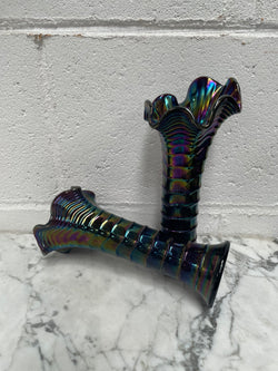 Pair of Iridescent Carnival Glass Vases | Antique & Vintage | Moonee Ponds Antiques | Australia Wide Delivery