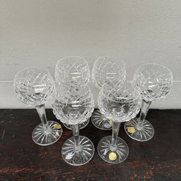 Vintage Set 6 Bohemia Hand Cut Lead Crystal Hock Wine Glasses