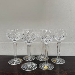 Vintage Set 6 Bohemia Hand Cut Lead Crystal Hock Wine Glasses