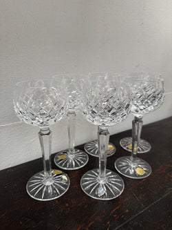 Vintage Set 6 Bohemia Hand Cut Lead Crystal Hock Wine Glasses | Antique & Vintage | Moonee Ponds Antiques | Australia Wide Delivery