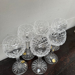 Vintage Set 6 Bohemia Hand Cut Lead Crystal Hock Wine Glasses