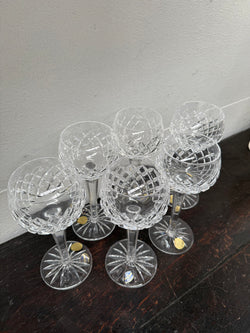 Vintage Set 6 Bohemia Hand Cut Lead Crystal Hock Wine Glasses | Antique & Vintage | Moonee Ponds Antiques | Australia Wide Delivery