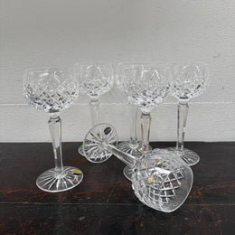 Vintage Set 6 Bohemia Hand Cut Lead Crystal Hock Wine Glasses