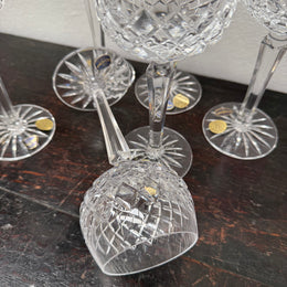 Vintage Set 6 Bohemia Hand Cut Lead Crystal Hock Wine Glasses