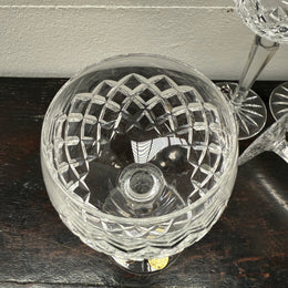 Vintage Set 6 Bohemia Hand Cut Lead Crystal Hock Wine Glasses