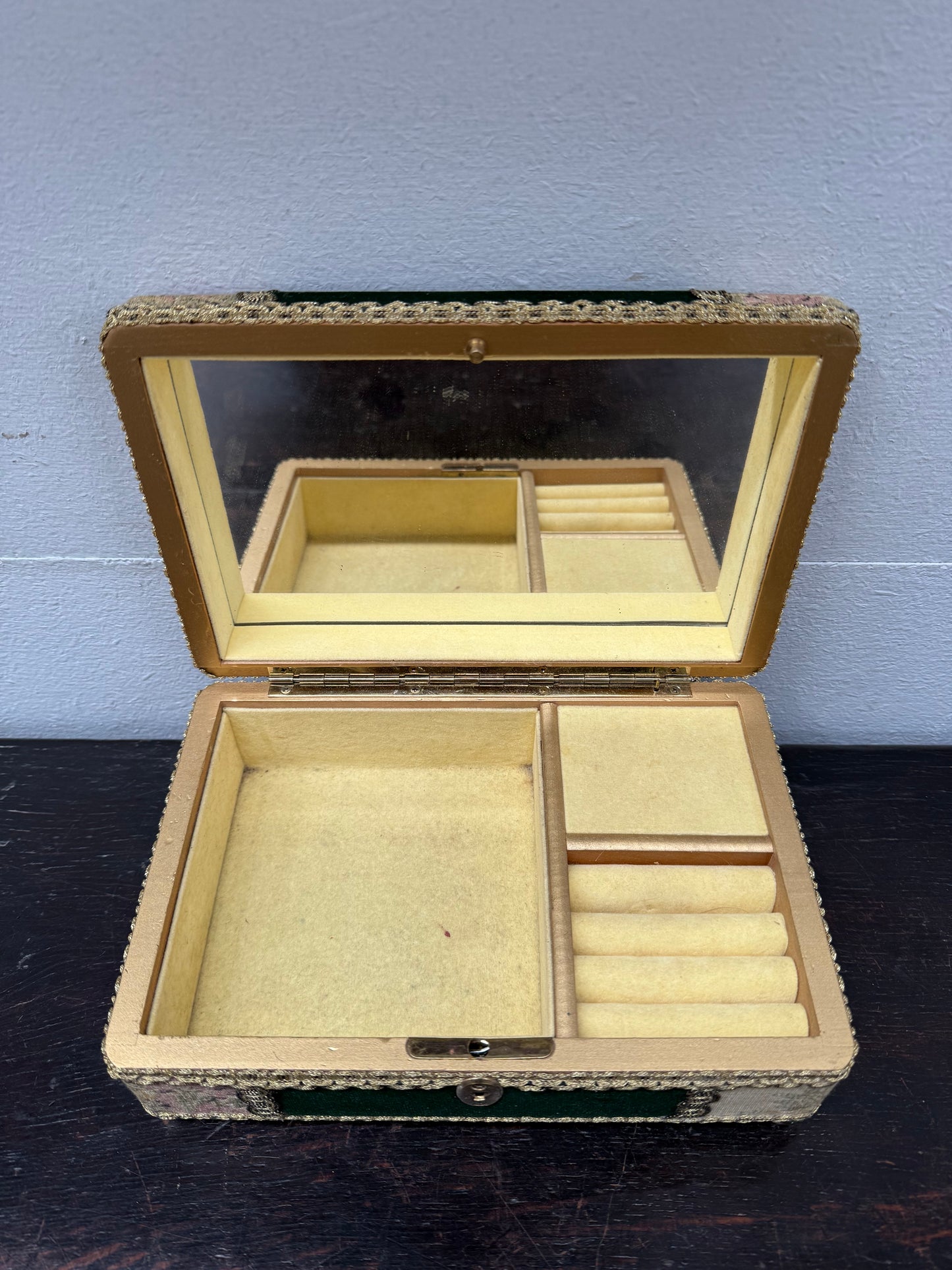 Vintage Tapestry Covered Jewellery Box