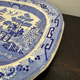 Antique English Willow Pattern Meat Plate c1840's