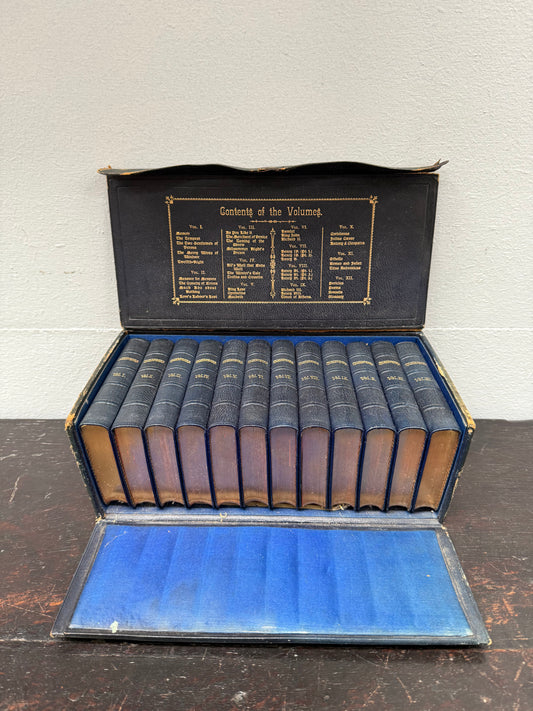 Rare Set of the Complete Works of Shakespeare 12 Volumes in Leather Presentation Case