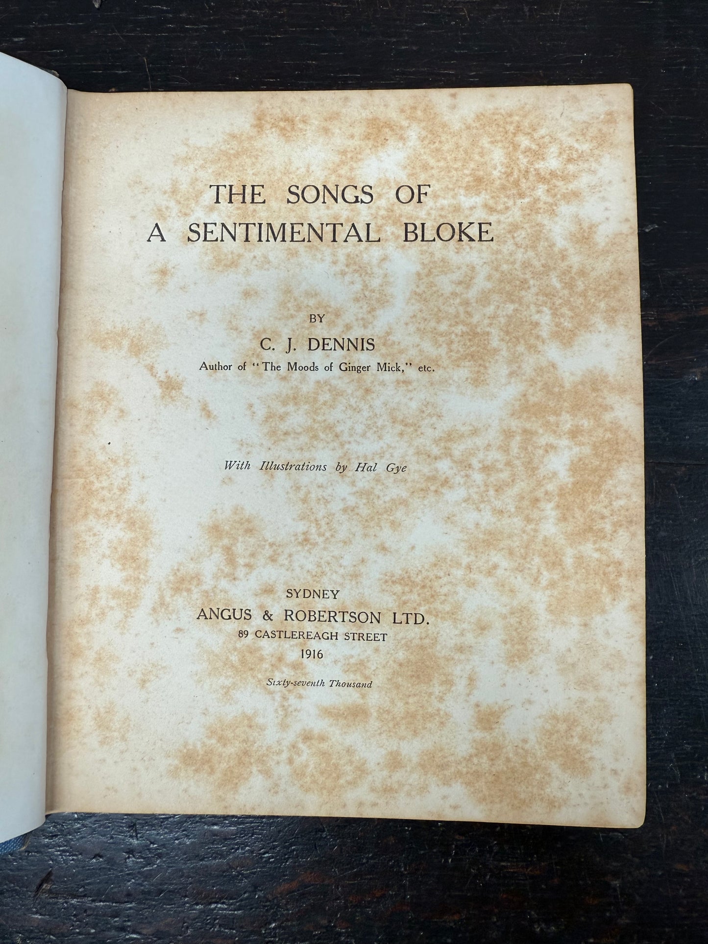 'The Sentimental Bloke' by C.J. Dennis Book 1st Edition