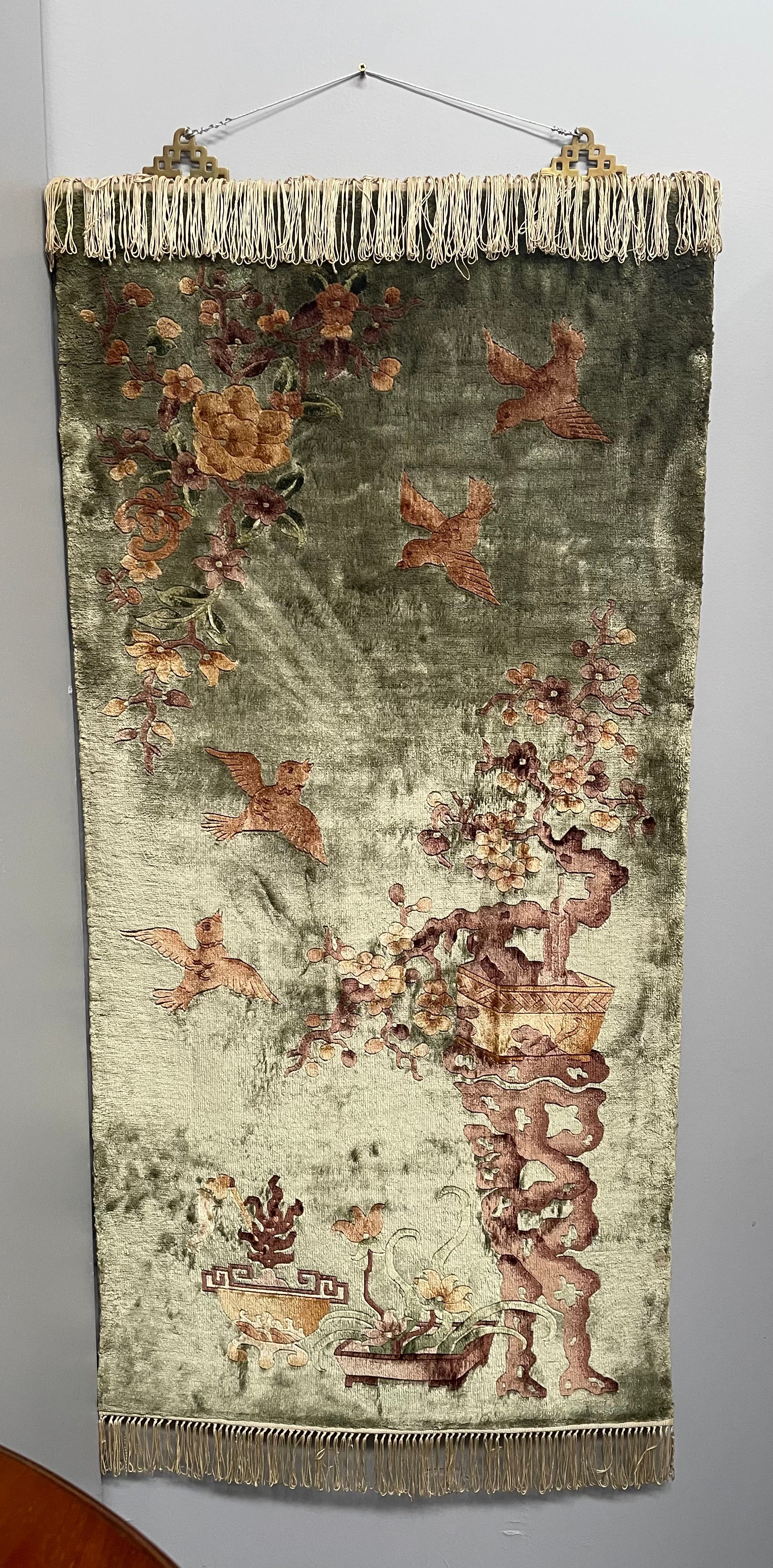 Antique Chinese Hanging Silk Rug