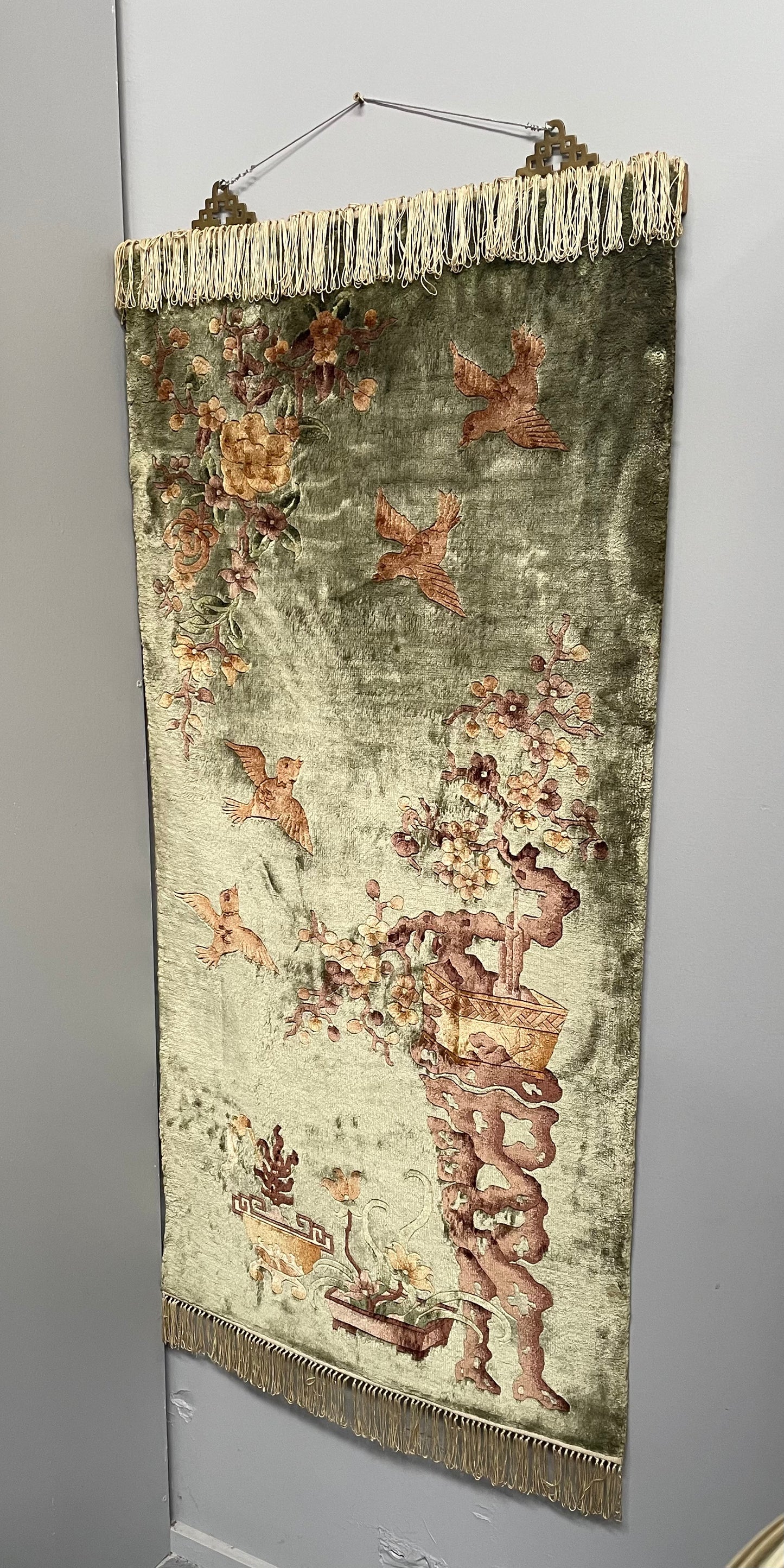 Antique Chinese Hanging Silk Rug