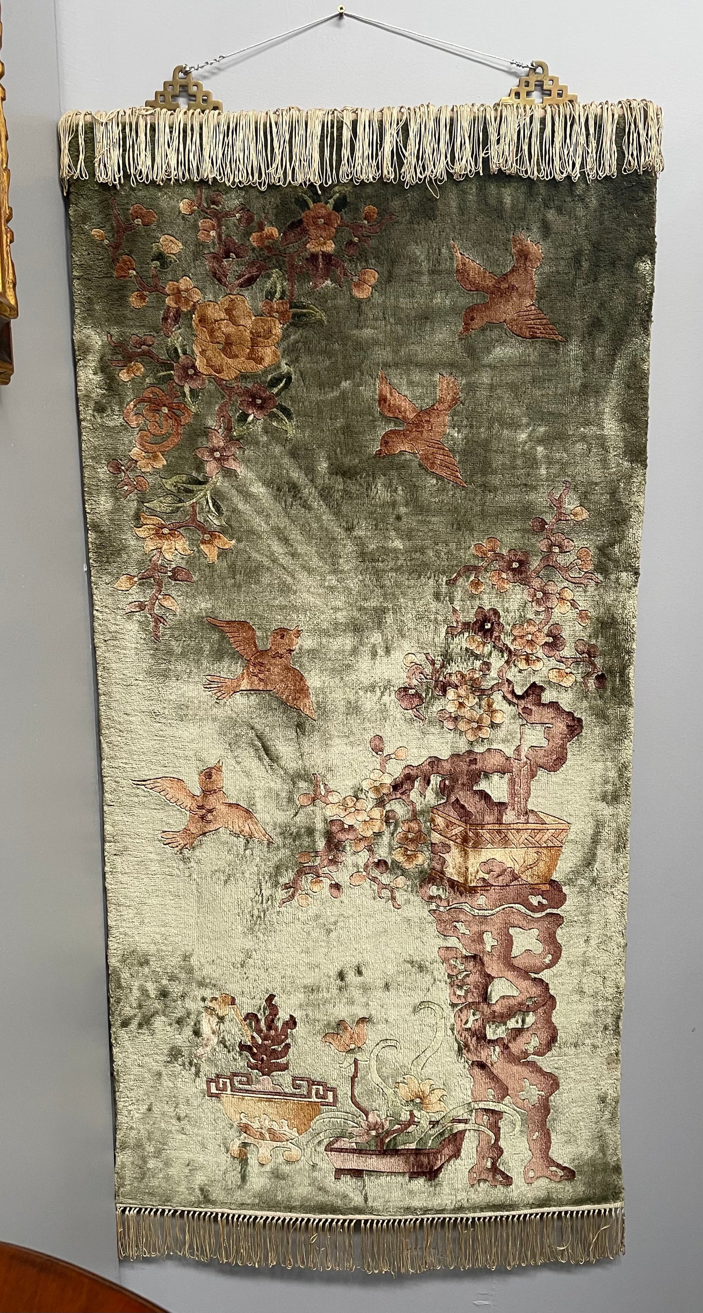 Antique Chinese Hanging Silk Rug