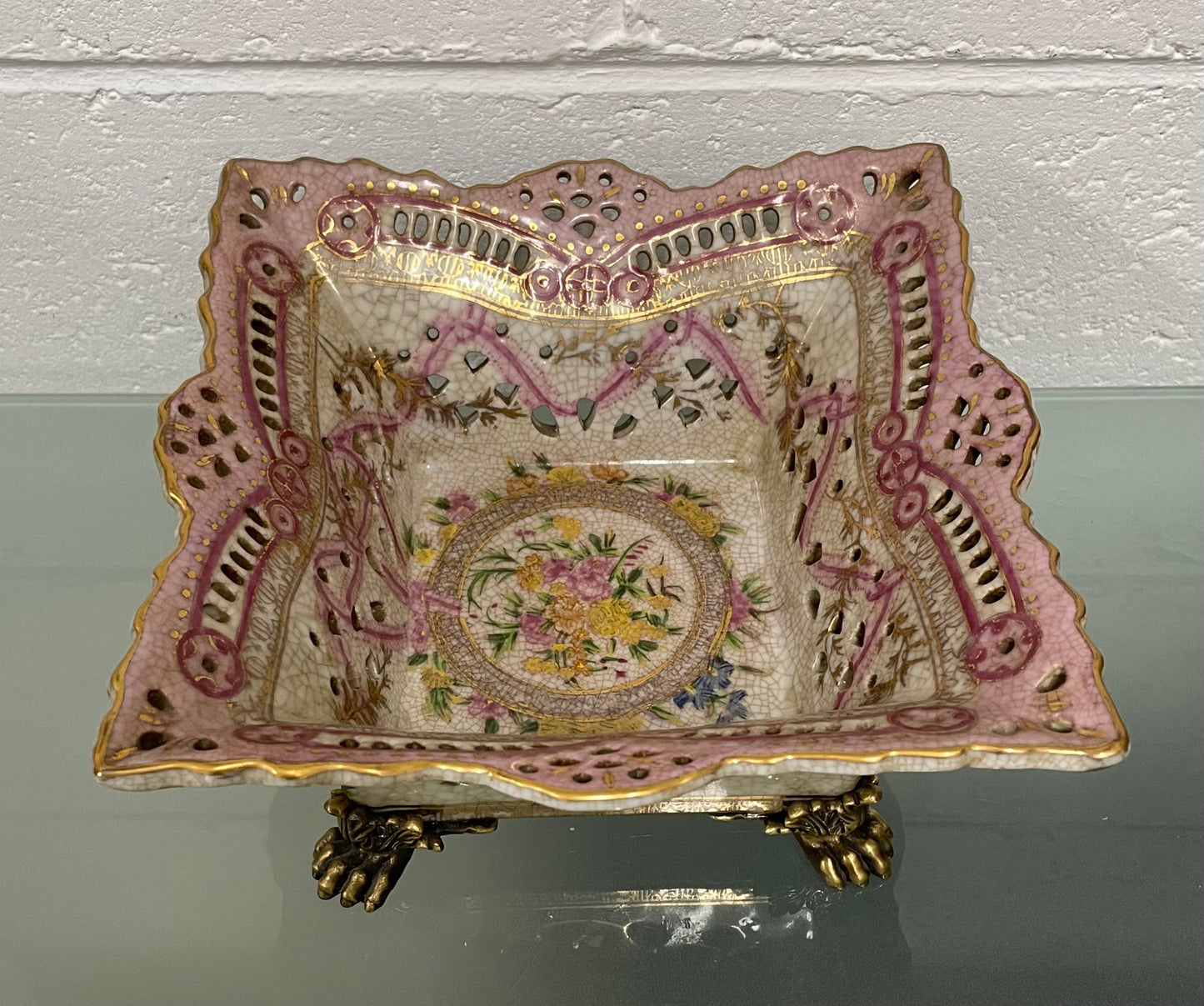 Pretty Decorative Pink and Gold Bowl