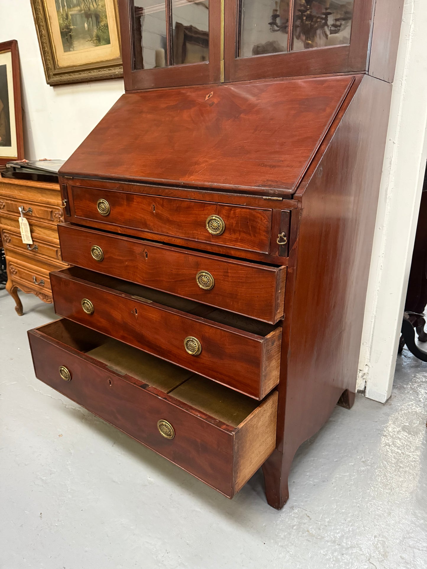 Desirable George 3rd Mahogany Bureau Bookcase
