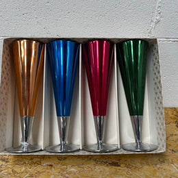Boxed Set Of Four Anodized Retro Champagne Glasses