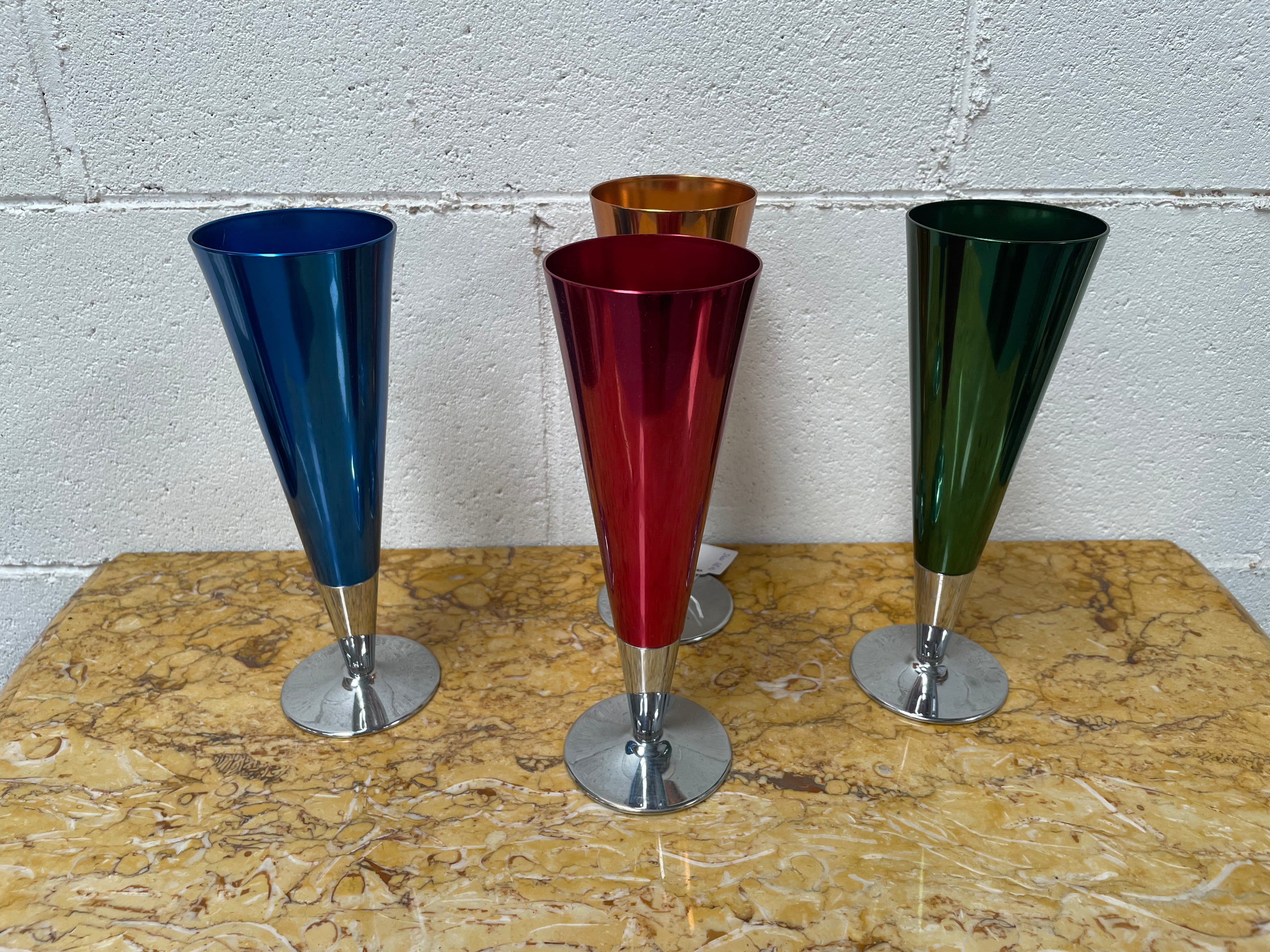 Boxed Set Of Four Anodized Retro Champagne Glasses | Antique & Vintage | Moonee Ponds Antiques | Australia Wide Delivery